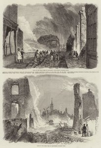 Ruïnes van de grote brand in Gravesend